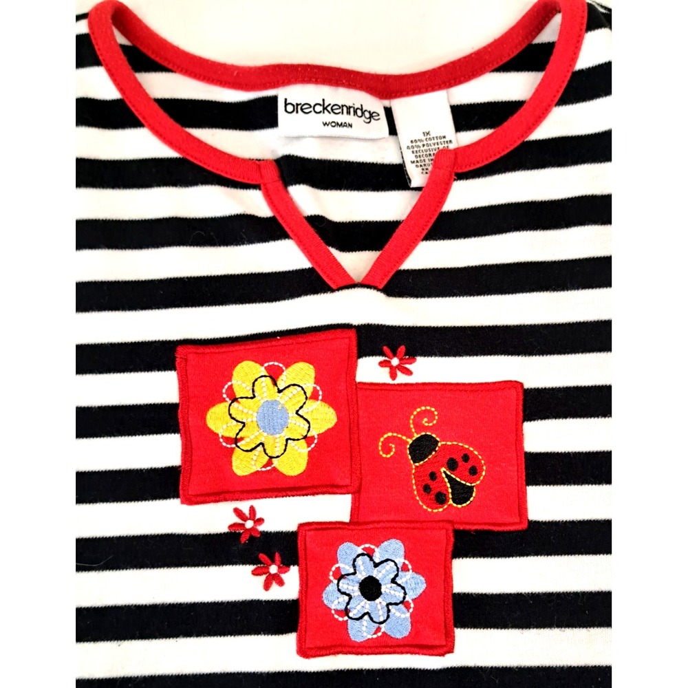 Breckenridge Women's 1X Striped Shirts Tops Lot of 2 Embroidered Classic - Picture 4 of 16